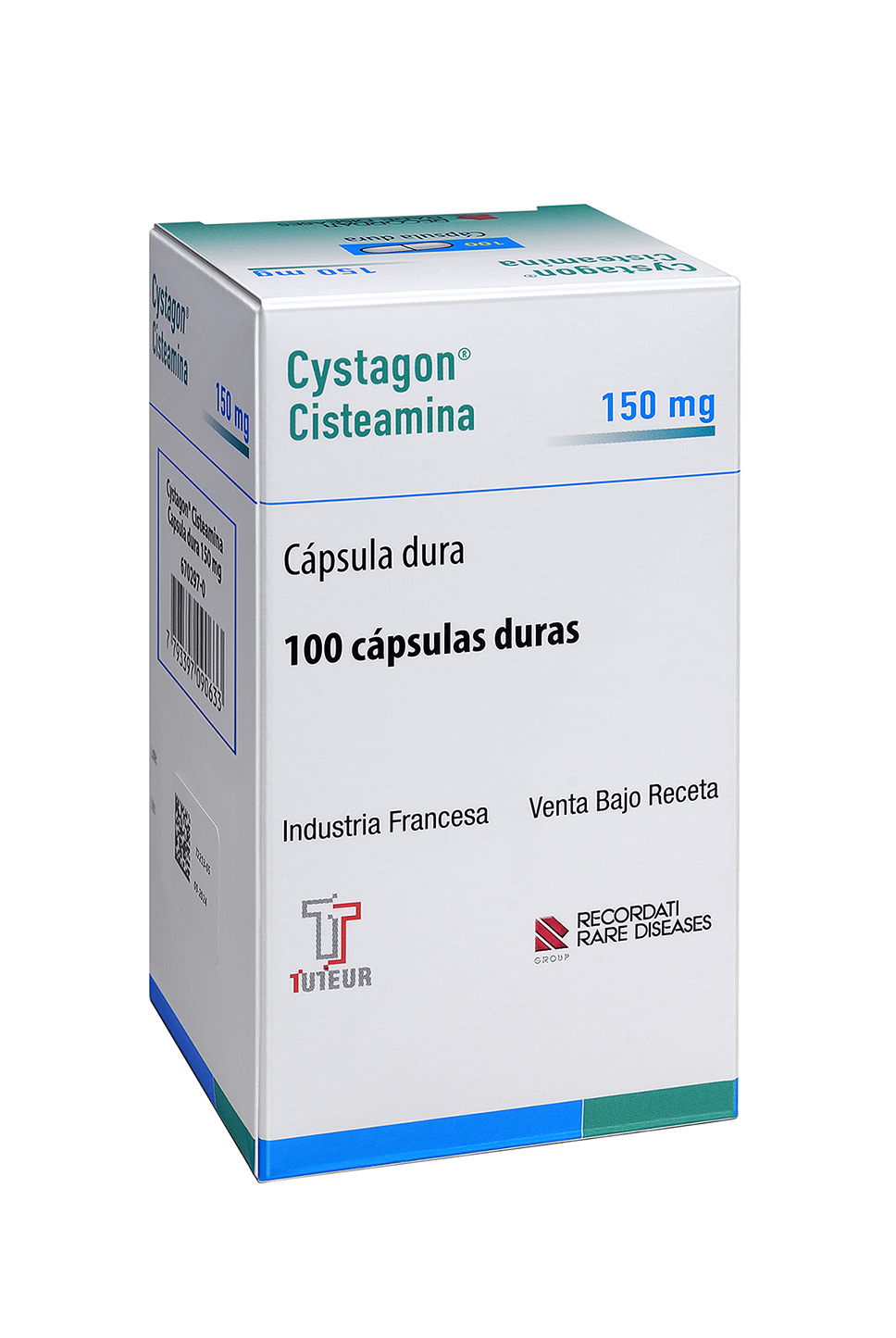 Envase de CYSTAGON® Cysteamine bitartrate, medicamento para tratamiento de NEPHROLOGY